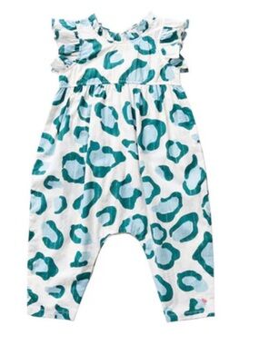 Pink Chicken Girls Blue Pine Oversized Leopard Jennifer Jumpsuit Romper